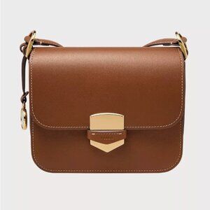 NWT FOSSIL LENNOX Leather Flap Crossbody Brown MSRP $280